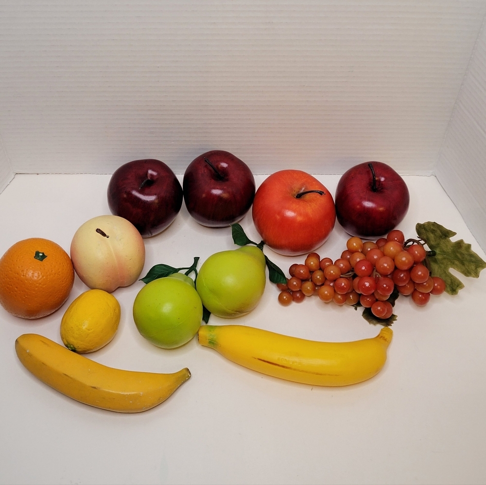 Vintage Artificial Fruit Bundle 12 Pieces Two Types of Plastic